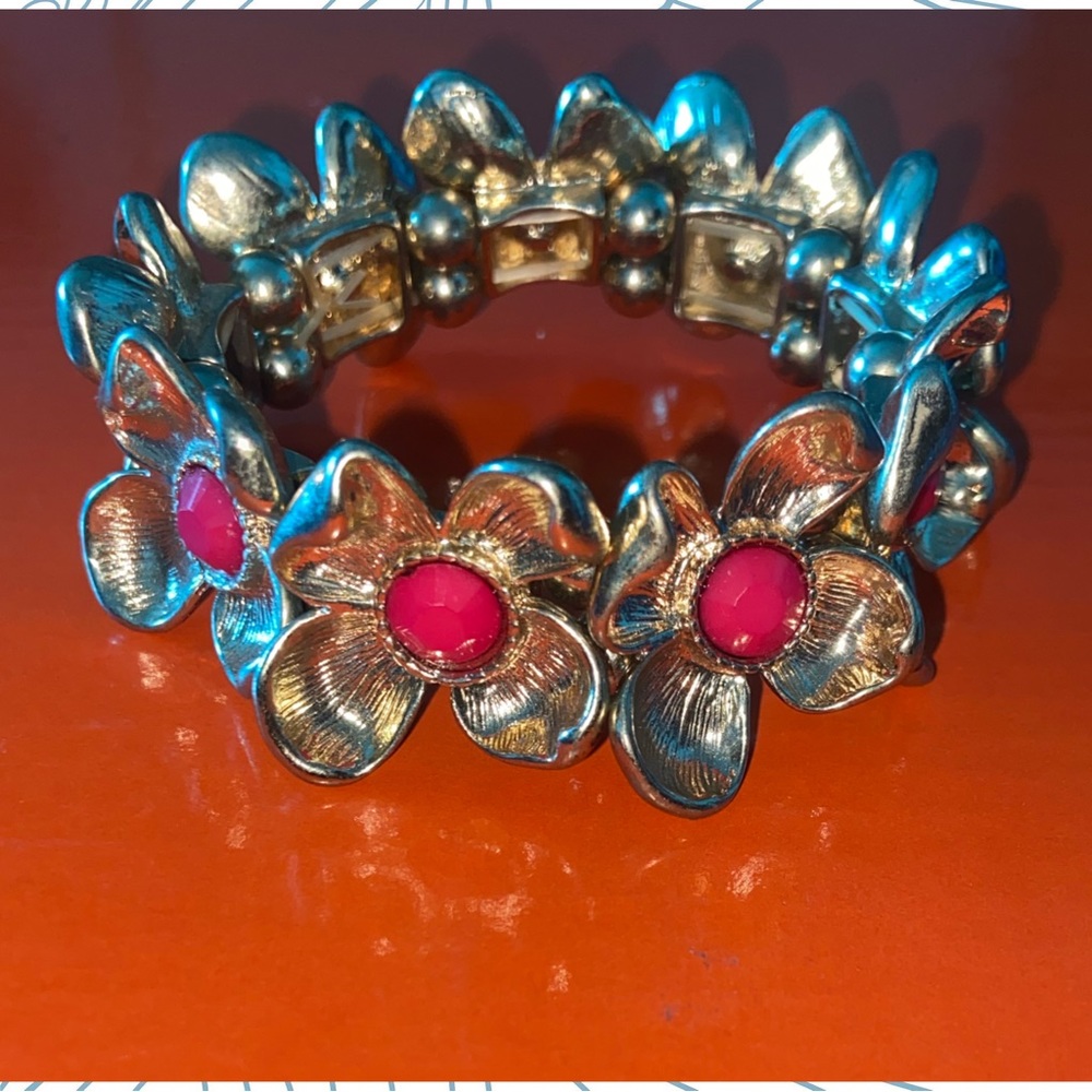 Floral Gold Statement Bracelet